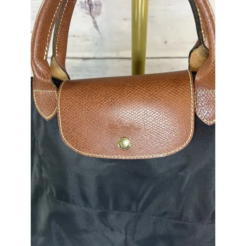 Longchamp Le Pliage Original XL Travel Bag Black Nylon Leather Handles